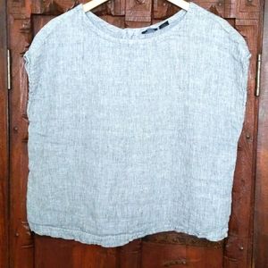 Women's blouse, 100% linen, Medium with baggy fit, Gray color.
